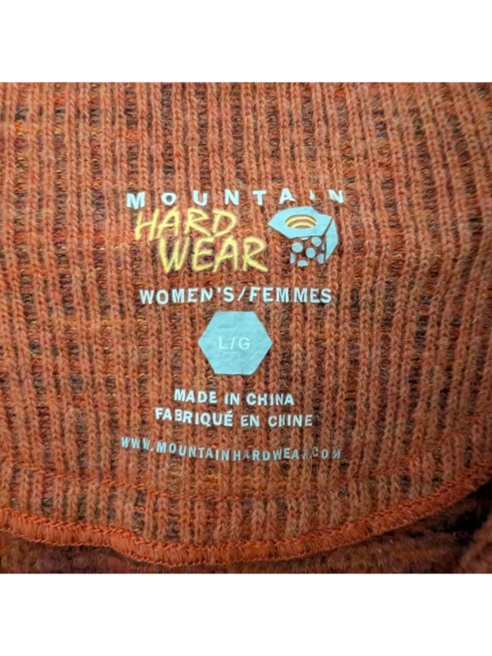 Mountain Hardwear Womens L Wool Blend Orange Sweater For Hiking & Outdoor Activi